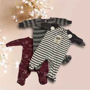 Newborn Bear Dinosaur Striped Sleeper Blanket Footed Pajamas Set